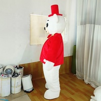 Costume de mascotte d'ours en peluche joyeux pour événements, idéal pour les fêtes de Noël et les défilés de personnages animaux de dessin animé