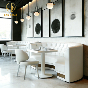 Set di Sedie e Tavoli Bianchi per Caffetteria e Ristorante, Arredamento con Divanetti e Panche - Product Image 5