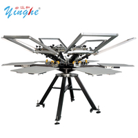 Yinghe New stand 4 6 colores 6 estaciones Máquina automática de serigrafía de camisetas Impresión automática de carrusel con secador flash