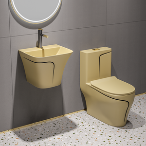 Inodoro suspendido de una pieza con lavabo, diseño de lujo, con salida de agua en P/S, azul, cerámica moderna de Guangdong, <span class=keywords><strong>SIMU</strong></span> - Product Image 2