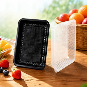 Barquettes à fruits Fumi 22x15x4.3 cm, boîte d'emballage en plastique transparent pour produits frais, logo personnalisable - Product Image 1