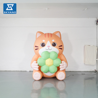 Modèle de chat géant gonflable personnalisé en forme de fleur de dessin animé pour décoration d'événements extérieurs, installation artistique gonflable
