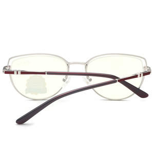Gafas de metal con forma de ojo de gato, color gris, protección contra luz azul, para mujer, modelo 9008 con rostro ovalado - Product Image 4