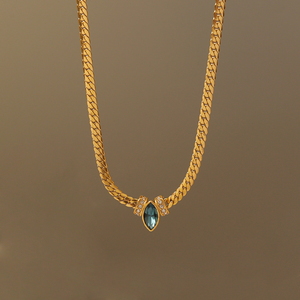 Collar de piedra natural curativa minimalista MX, joyería chapada en oro de 18 quilates <span class=keywords><strong>Figaro</strong></span> a la moda para mujeres, regalos de piedra natal - Product Image 1