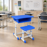 Bureau et chaise d'écolier pour l'école primaire, structure métallique, panneau en plastique, ensemble bureau et chaise pour mobilier de classe