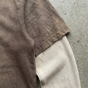 T-shirt gaufré tricoté pour homme, personnalisé, brodé, appliqué, vintage, coupe ample, en coton délavé à l'acide 300-340 g/m², double épaisseur, manches longues - Product Image 6