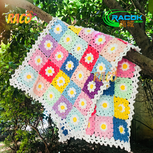 <strong>Grandmother</strong> checked flower blanket <strong>little</strong> Daisy crochet blanket - Product Image 3