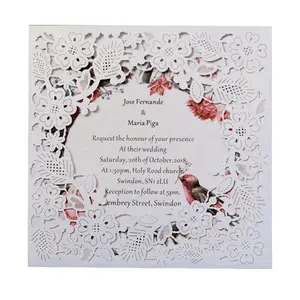 Haute qualité luxe découpé au laser romantique dentelle bord fête mariage mariage cartes de voeux