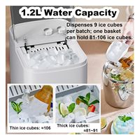Machine à glaçons portable pour comptoir, avec 2 tailles de glaçons, réservoir d'eau de 1,2 L, 9 glaçons par cycle, pour la maison, la cuisine, le bureau