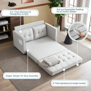 Sofá Futón Plegable Moderno Más Vendido con Estructura Cuadrada <span class=keywords><strong>de</strong></span> Madera, Diseño sin Respaldo ni Brazos, Tapicería <span class=keywords><strong>de</strong></span> Tela/Terciopelo/Cuero para 3 Personas - Product Image 5