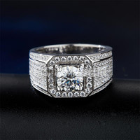 Bijoux de mode 2022, bague en moissanite réglable pour homme, argent sterling 925 plaqué or, coupe d'un carat, cadeau de mariage