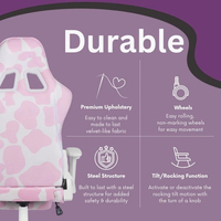 Europe Hot PU Leather Low Price Cute Cow Pink Gaming Chair Lavender COW Series Gaming Chair With Ottoman for Girls