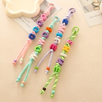 Nouveauté : Porte-clés en perles acryliques, cordon tressé en polyester, lanière de téléphone, accessoires de mode pour sac, cadeau artisanal coloré