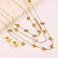 Parure de bijoux GOODLUCK tendance en acier inoxydable plaqué or 18 carats avec zircon personnalisé, boucles d'oreilles et collier pour femmes et jeunes filles, idéale pour les mariages