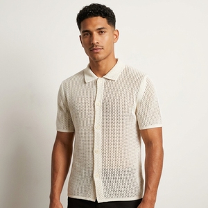 Chemise à manches courtes en tricot de haute qualité pour homme Joa, coupe classique, automne, cardigan fantaisie en pointelle - Product Image 4