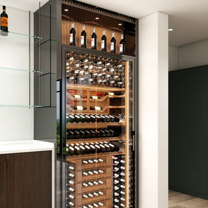 Italian Designer Modern Solid Wood Stainless Steel Wine Display <strong>Cabinet</strong> Cooling Feature Drawer 24 Stemware Capacity for Living - Product Image 2