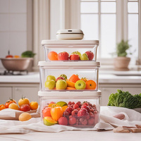 Ensemble de 4 contenants de stockage alimentaire pour la cuisine avec pompe, boîte hermétique pour conserver la fraîcheur
