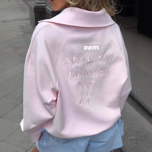 Felpa con cappuccio ricamata con logo frontale da donna, nuova collezione autunnale, alla <span class=keywords><strong>moda</strong></span>, ampia, casual, giovanile, stile pigro, all'ingrosso - Product Image 1