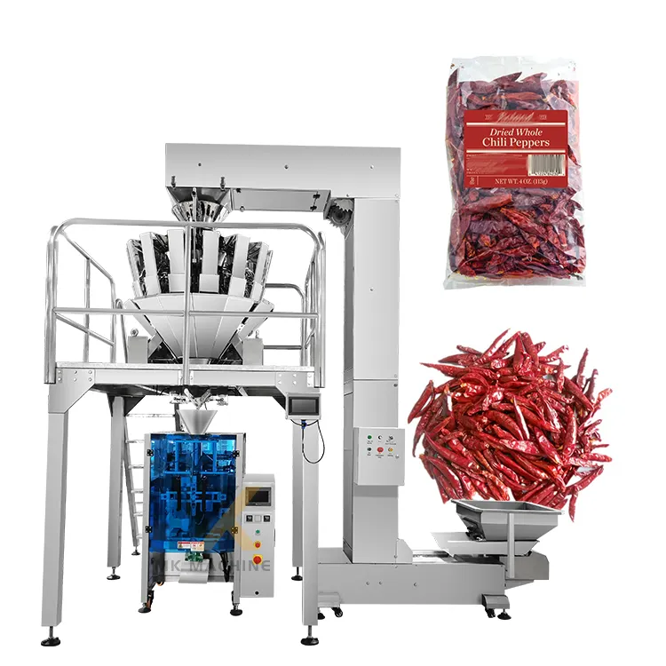 Полностью автоматическое взвешивание 500 г 1 кг упаковочная машина для гранул и красного перца