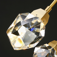 Lustre en Laiton et Cristal K9 de Luxe Léger, Suspension Décorative Design Classique Contemporain, Lustres Haut de Gamme en Cuivre