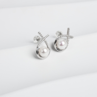 Boucles d'oreilles en argent 925 serties de zircon, perles d'eau douce Edison 4A naturelles de 7-8 mm, bijoux fins