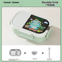 Boîte à lunch en acier inoxydable 700ML pour enfants 2 Boîte à lunch rectangulaire compartimentée pour enfants Boîte à bento durable pour enfants