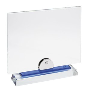 Espositore in Vetro Trasparente con Base Blu 210x170 mm per Uso da Tavolo - Product Image 2