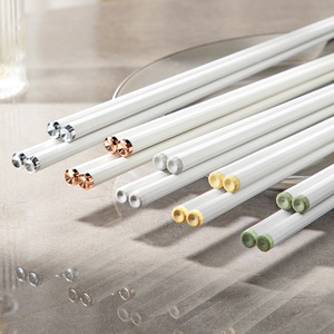 HeDou Alloy Chopsticks 5 Pairs Non Slip Solid Color Kitchen Tableware Anti Mold Serving Utensils - Product Image 1
