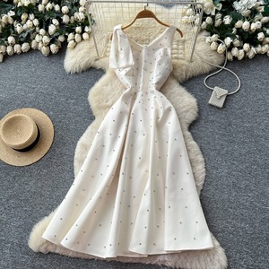Robe de soirée sans manches taille haute ajustée pour femme avec nœud, coupe trapèze, vente en gros du fabricant - Product Image 3