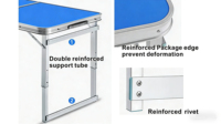 Tables pliantes d'extérieur portables légères en alliage d'aluminium pour camping, pique-nique, salle de sport, cuisine, pieds carrés, hauteur réglable, faciles à utiliser