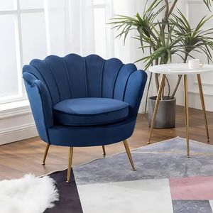 Silla Nórdica al por mayor para sala de estar, sofá individual de ocio moderno, muebles, silla decorativa de terciopelo con flores de metal - Product Image 4