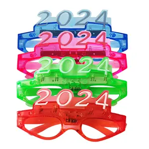 새로운 년 2024 led 안경 네온 파티 안경 2024 발광 라이트 업 안경