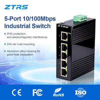 Commutateur industriel ZTRS 5 ports 10/100M, boîtier tout métal, redondance double circuit, prend en charge le montage sur rail DIN.