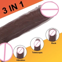 Vibrador realista telescópico marrón al por mayor para mujeres, masturbador con ventosa, juguete sexual de pene grande para parejas