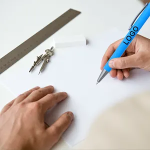 Werbegeschenk schneller Versand Metall-Klick-Gummi-Kugelschreiber mit individuellem Markenlogo Aluminium für Hotel