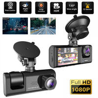 Cámara DVR para Auto de 3 Canales con Control WiFi, Cámara para Tablero de Vehículo, Grabadora de Video 1080P, Cámara de Visión Trasera para Vehículo, Caja Negra