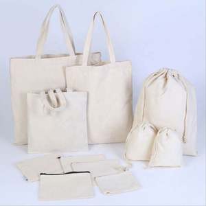 Eco-Friendly Organic Cotton Canvas Lunch Tote <b>Bag</b> with <b>Rope</b> Handle Reusable Medium Size Sack Custom Logo for Packing - Product Image 1