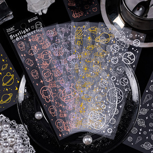 2025 mới trang trí không thấm nước PET Sticker Sheets trong suốt máy tính xách tay chất liệu laser lá dập Sticker - Product Image 3