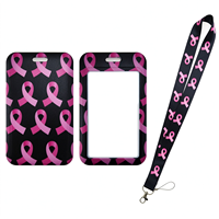 Lanière personnalisée en polyester imprimée UV pour la sensibilisation au cancer du sein, support de badge pour événement caritatif, sangle de cou avec crochet, vente en gros OEM