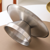 Groothandel Home Decor Roestvrij Staal Zilver Goud Ronde Snack Dessert Hoge Voet Voetstuk Fruit Serveerschaal