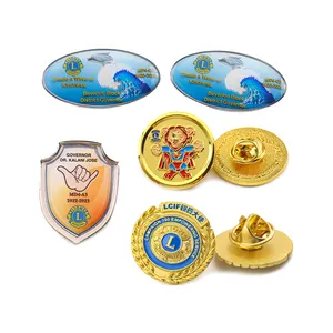 Custom No Minimum Gold Silver Metal Soft Enamel Epoxy Lions Club Lapel Pin Lions International Club Pins Metal Logo