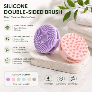 Double Sided Silicone Body <b>Scrub</b> <b>Brush</b> Exfoliating Shower Bath Massage <b>Brush</b> Deep Cleansing Skin Care Custom Colors - Product Image 1
