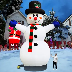 户外26英尺圣诞雪人充气带发光二极管灯装饰品圣诞派对装饰圣诞充气娃娃