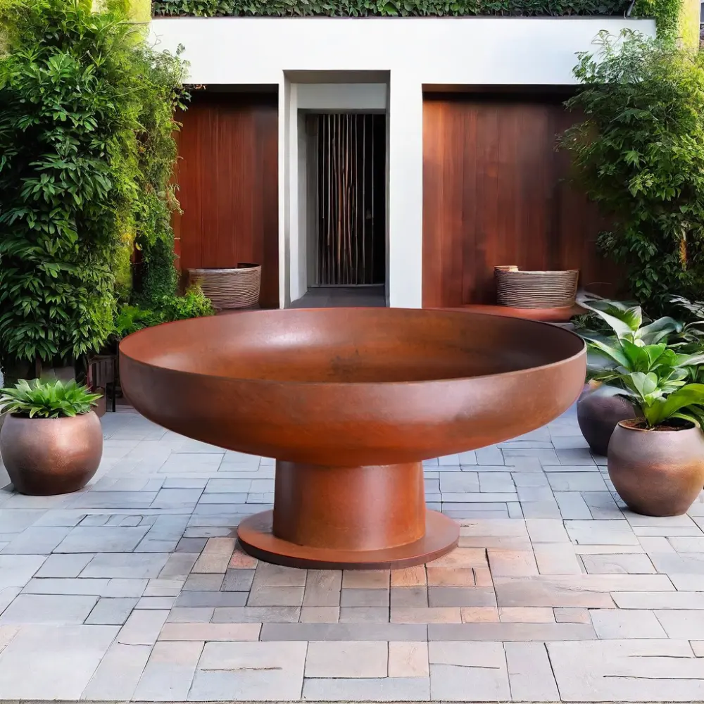 corten metal brazier fire pit bowl steel bowls fire pit