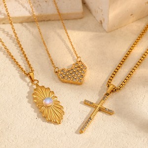 Pháp cổ điển thanh lịch của nam giới thép không gỉ 18K mạ vàng cổ áo | sáng tạo hình chữ thập giả ngọc trai mặt dây chuyền | chuỗi Quà Tặng - Product Image 4