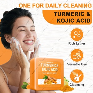 Curcuma limone Papaya acido Kojic <span class=keywords><strong>sapone</strong></span> speciale detergente delicato transfrontaliero per il viso non stimola a stringere tre saponi uno - Product Image 6
