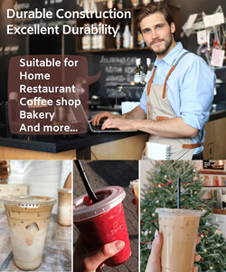 Gobelets en plastique pour animaux de compagnie avec couvercles Logo imprimé personnalisé Gobelet en plastique épais jetable transparent pour boissons froides - Product Image 5