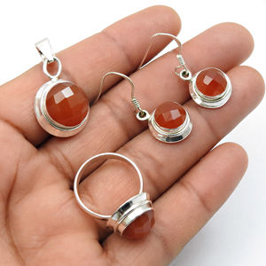 Pendientes de plata 925 con piedras preciosas de cornalina roja Natural, conjuntos de colgantes de lujo, pendientes de boda, colgantes de plata 925 antiguos, joyería fina - Product Image 3