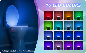 Wholesale 16 Color LED <b>Toilet</b> Bowl Night <b>Light</b> Motion Sensor <b>Light</b> Sensor 5 Level Dimming Battery Operated for Bathroom - Product Image 6