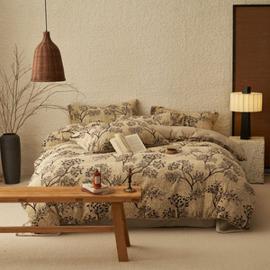 Vintage stijl plantendekbedovertrekset van fleece, warme winterbeddengoedset - Product Image 2